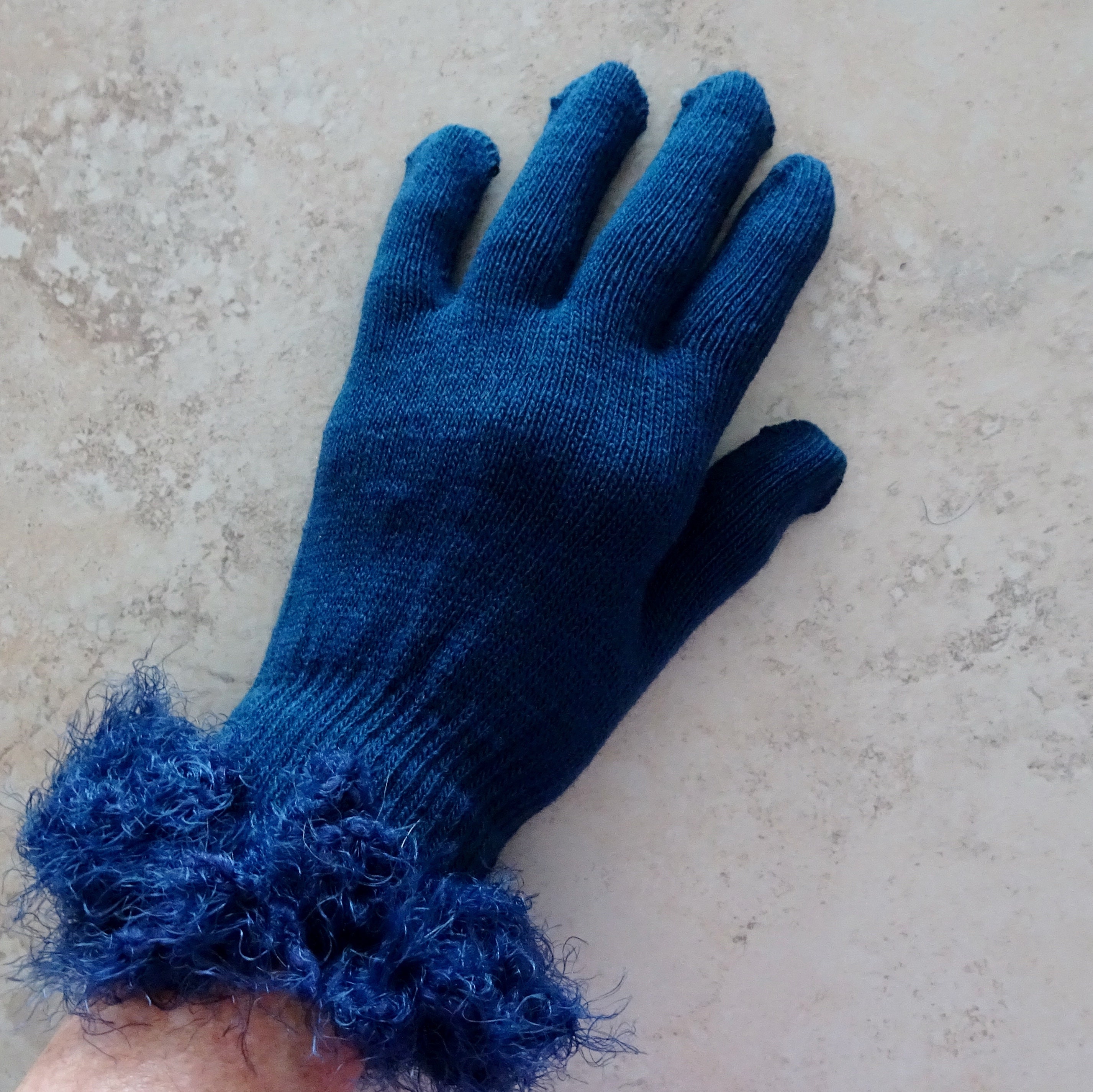 Blue Knit Gloves Crochet Cuff Gloves Navy Blue Gloves Fancy Etsy New