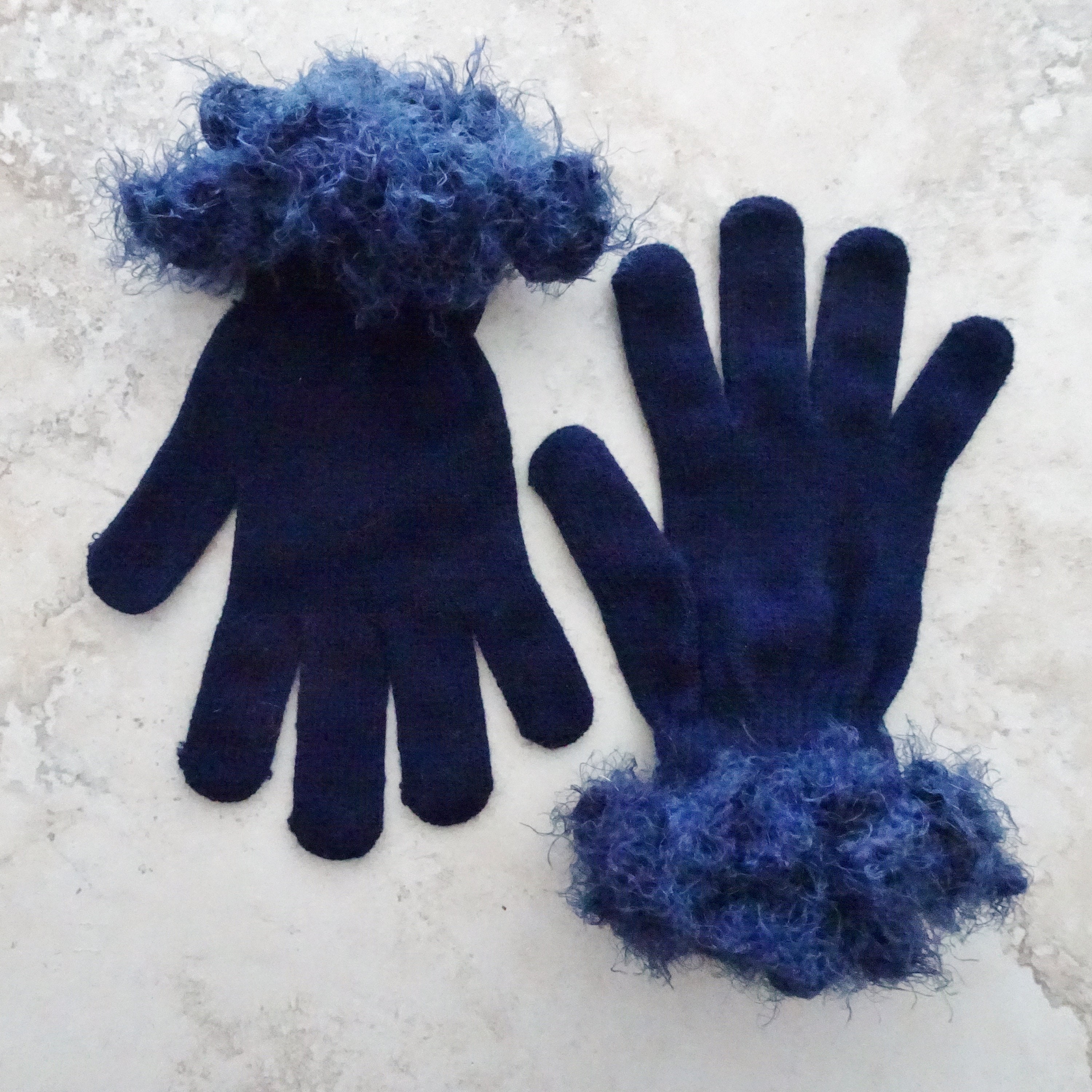Blue Knit Gloves Crochet Cuff Gloves Navy Blue Gloves Fancy Etsy New