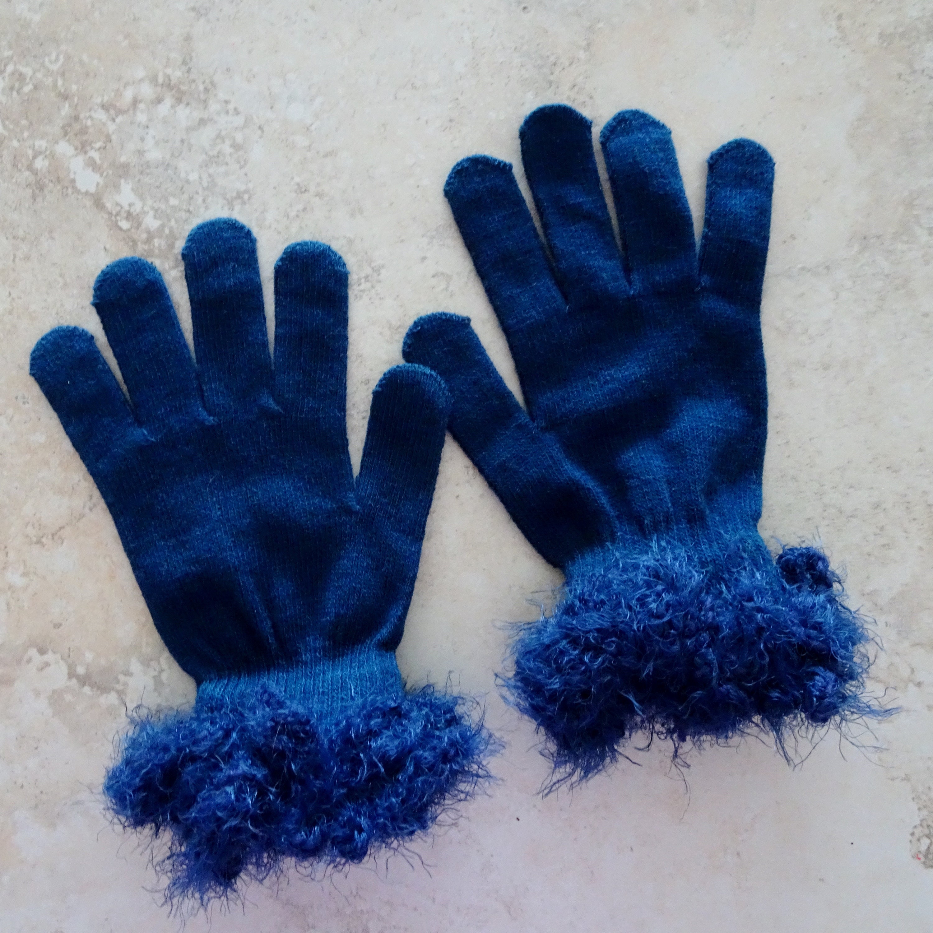 Blue Knit Gloves Crochet Cuff Gloves Navy Blue Gloves Fancy Etsy New