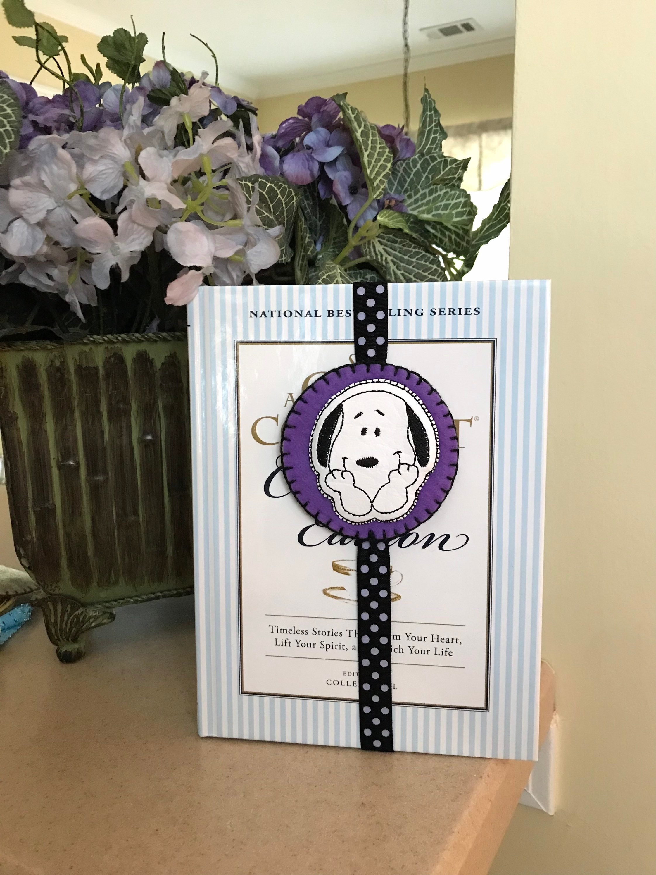 Purple Snoopy bookmark peanuts elastic bookmark reading | Etsy