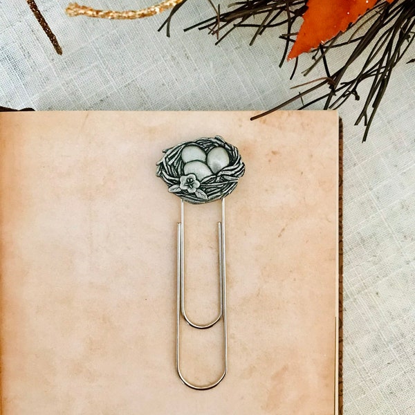 Pewter bookmark, paperclip bookmark, luxury bookmark, bougie gift, bookk accessory, gift for avid reader, Spring bookmark, gift for Mother