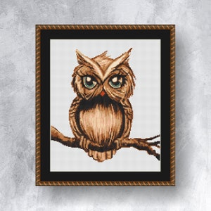 OWL cross stitch pattern PDF instant download Cute owl cross stitch chart Birds cross stitch graph Small owl pattern Animals chart