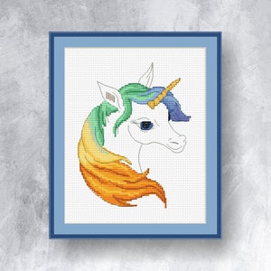 Cute unicorn counted cross stitch pattern Rainbow unicorn cross stitch pattern PDF instant download Fantasy chart Magic unicorn