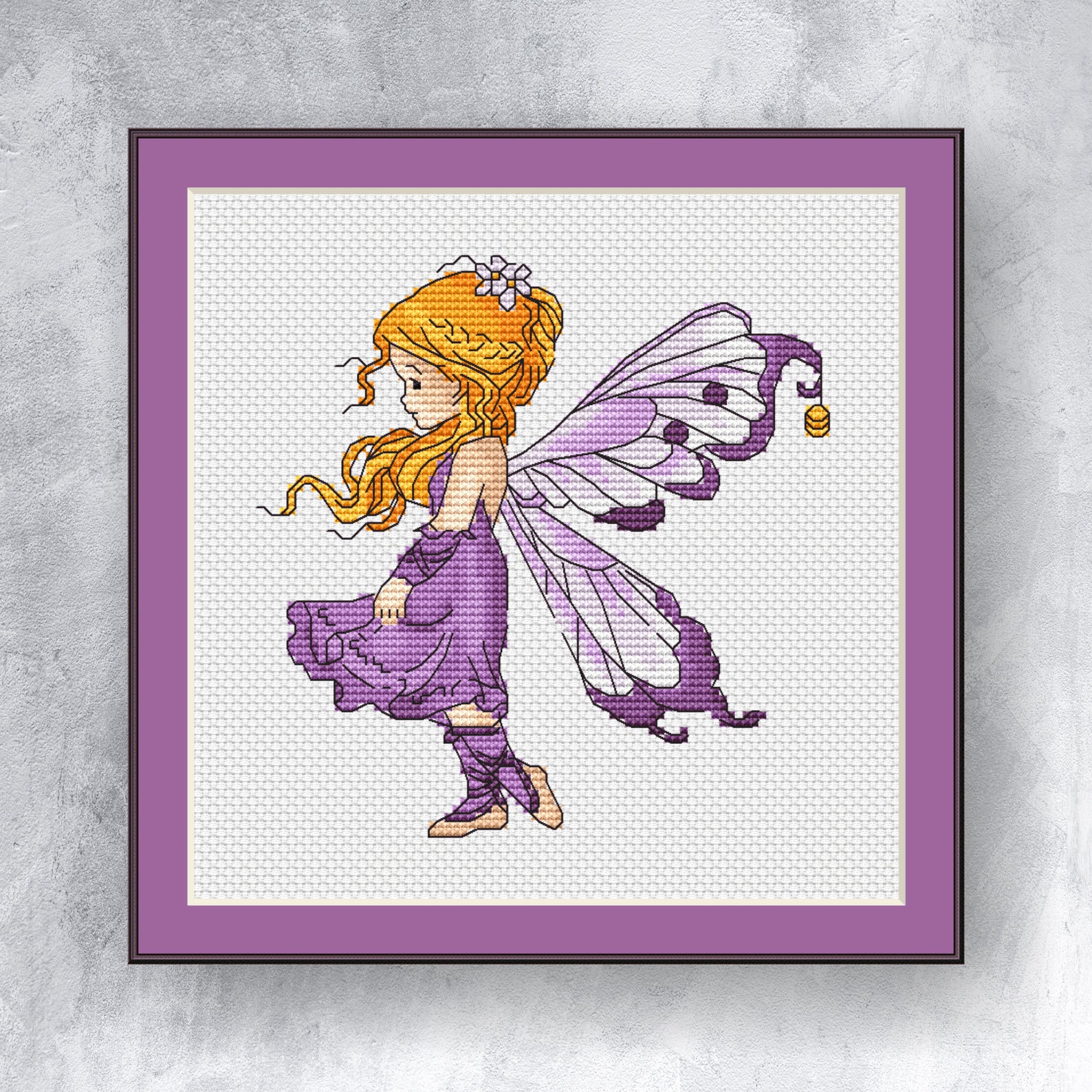 Purple Fairy Cross Stitch Pattern PDF Instant Download Cute Fairy Cross ...