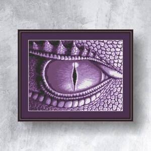 DRAGON EYE Lilac pattern PDF download Purple eye cross stitch chart Dragon cross stitch graph Art pattern Fantasy chart