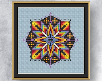 MAGIC RAINBOW cross stitch pattern PDF instandt download Art counted cross stitch chart Boho motif cross stitch graph