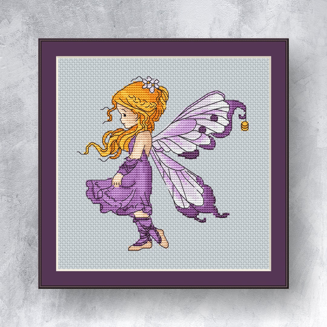 Purple Fairy Cross Stitch Pattern PDF Instant Download Cute Fairy Cross ...