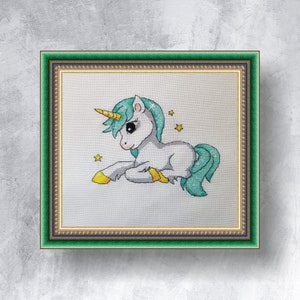 MAGIC UNICORN Cross Stitch Pattern PDF Instant Download Cute Unicorn Cross Stitch Magic Cross Stitch Turquoise Unicorn Cross Stitch Pattern
