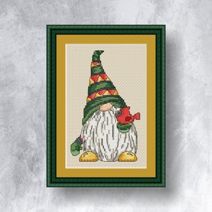 Christmas gnome cross stitch pattern  PDF Instant Download Gnome Cross Stitch Christmas Card Cross Stitch Chart Christmas Light Pattern