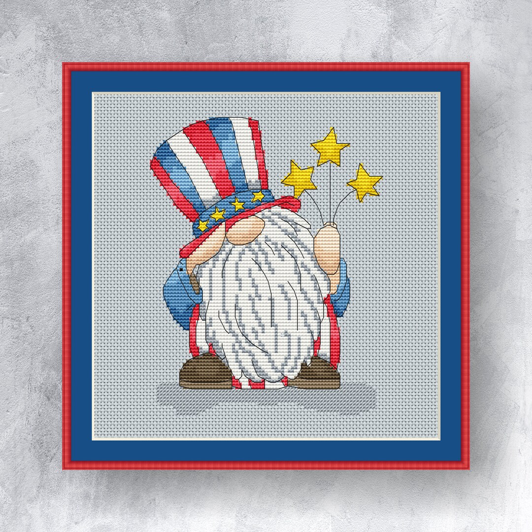 American Gnome Cross Stitch Pattern PDF Instant Download Gnome Etsy
