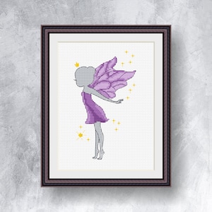 Purple Fairy Cross Stitch Pattern PDF Instant Download Lilac Fairy Cross Stitch Fairy Cross Stitch Beautifful Fairy Cross Stitch Pattern