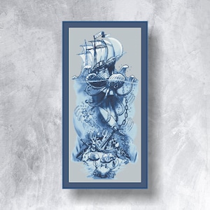 In the sea world Kreuzstichvorlage PDF sofortiger download Schiff Kreuzstich Chart Art Kreuzstich Grafik Fantasy chart