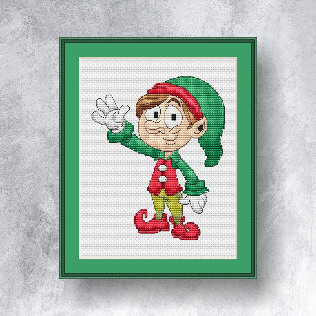 Christmas Elf Cross Stitch Pattern PDF Instant Download Happy Etsy