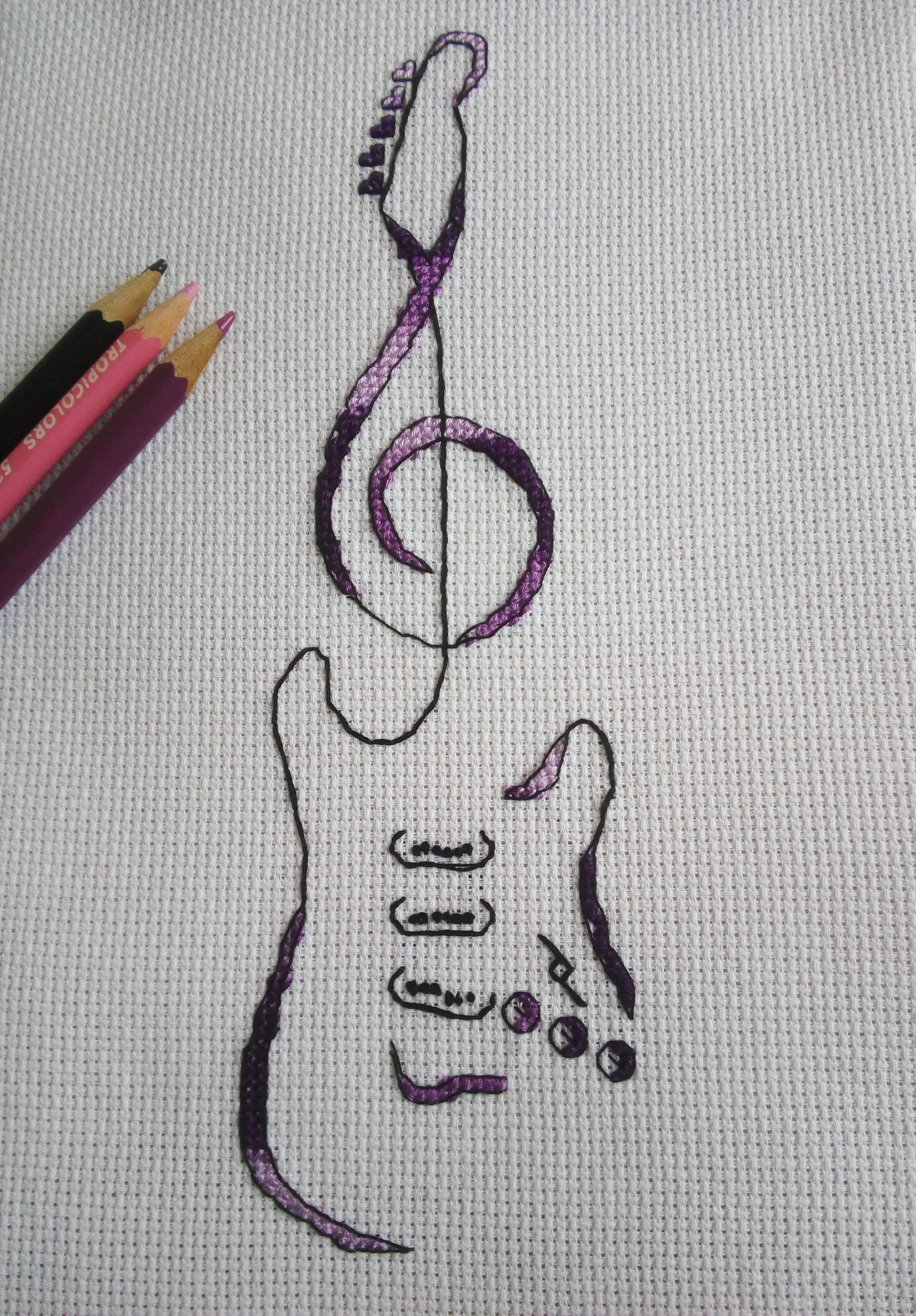 GUITAR cross stitch pattern PDF instant download Art cross | Etsy