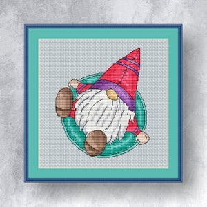 Relaxing gnome cross stitch pattern PDF Instant Download Gnome Cross Stitch Pattern Elf Cross Stitch Chart