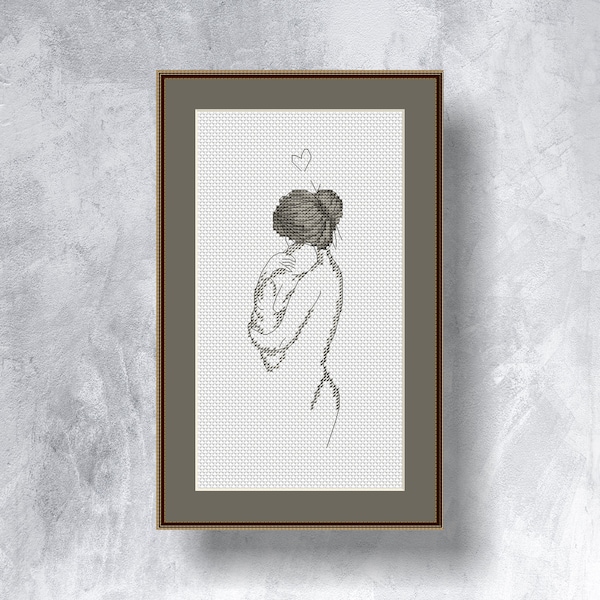 Mother cross stitch pattern Pdf instant download Mother's love cross stitch chart Woman and baby cross stitch graph