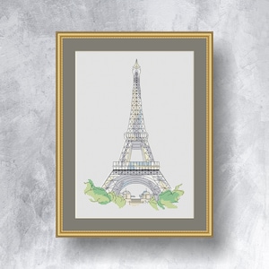 Patrón punto de cruz Torre Eiffel PDF Descarga instantánea Punto de cruz París Gráfico punto de cruz Paisaje Patrón romántico