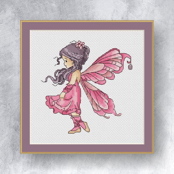 Pink Fairy Cross Stitch Pattern PDF Instant Download Small | Etsy