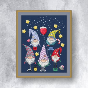 Christmas elfs cross stitch pattern  PDF Instant Download Gnome Cross Stitch Christmas Set Cross Stitch Chart Small elf Pattern