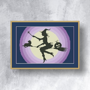 HALLOWEEN cross stitch pattern PDF instant download Cute witch cross stitch Halloween cross stitch Small witch pattern Fantasy chart