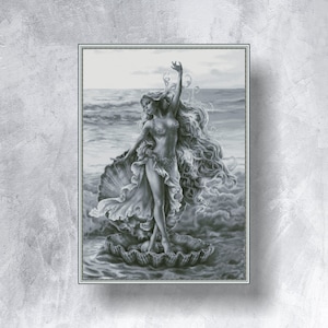 APHRODITE Cross Stitch Pattern PDF Instant Download Woman Cross Stitch Mythological Cross Stitch Sea Cross Stitch Pattern