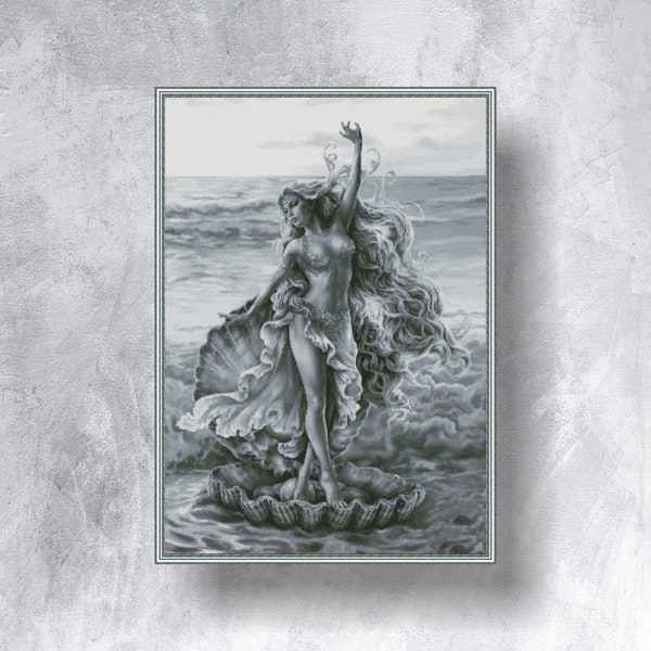 APHRODITE Cross Stitch Pattern PDF Instant Download Woman Cross Stitch Mythological Cross Stitch Sea Cross Stitch Pattern