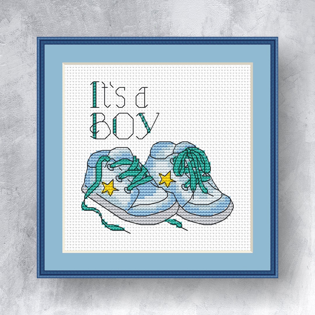 BOY SHOES Cross Stitch Pattern PDF Instandt Download Baby Boy Counted