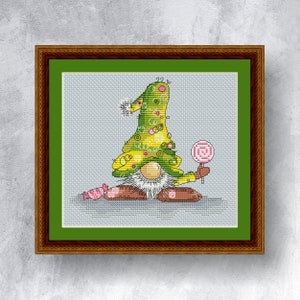Sugar gnome cross stitch pattern PDF Instant Download Gnome Cross Stitch Pattern Elf Cross Stitch Chart