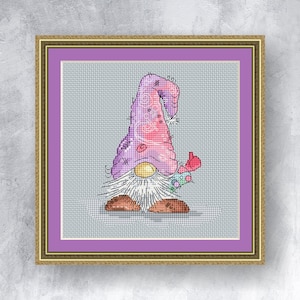 Winter gnome cross stitch pattern PDF Instant Download Gnome Cross Stitch Pattern Elf Cross Stitch Chart