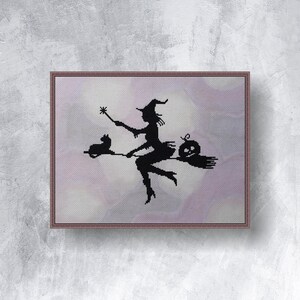 HALLOWEEN cross stitch pattern PDF instant download Cute witch cross stitch Halloween cross stitch Small witch pattern Fantasy chart