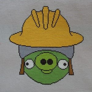 Pig - Finished completed Cross Stitch for your children&#39;s bedroom