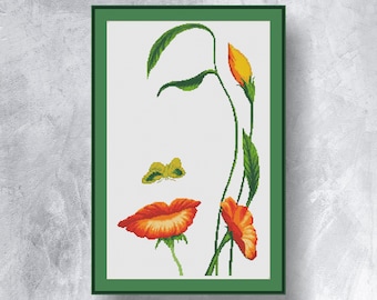 LADY-FLOWER cross stitch pattern PDF instant download Art woman cross stitch chart Flower cross stitch graph Fantasy pattern