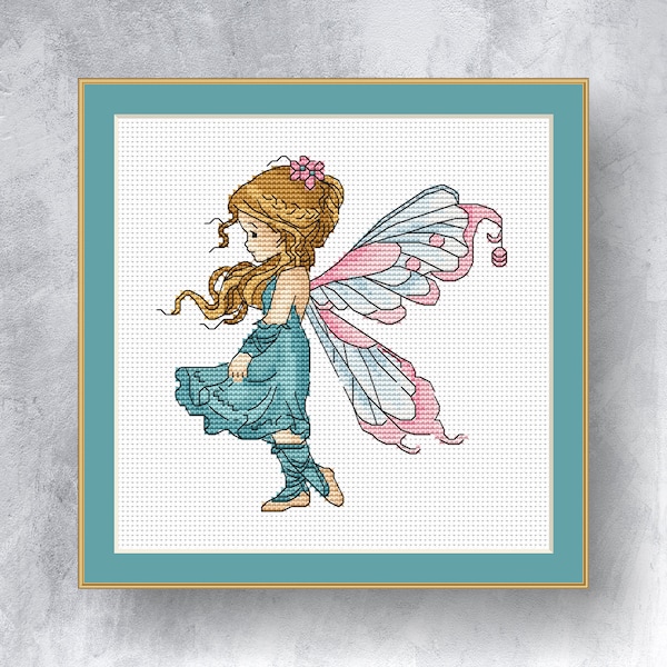 Mountain Fairy cross stitch pattern PDF instant download Small fairy counted cross stitch chart Little fairy graph