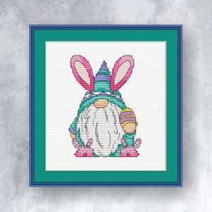 Easter gnome cross stitch pattern PDF Instant Download Gnome Cross Stitch Pattern Elf Cross Stitch Chart