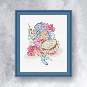 Cross stitch fairy cross stitch pattern PDF instant download Small fairy counted cross stitch chart Little fairy graph