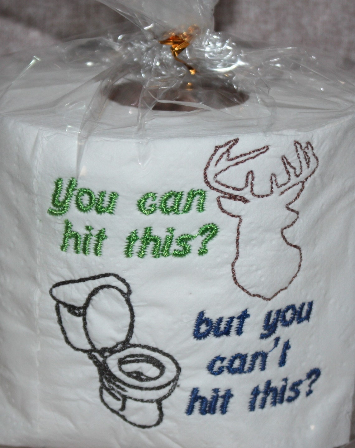 Embroidered toilet paper with funny sayings. Etsy