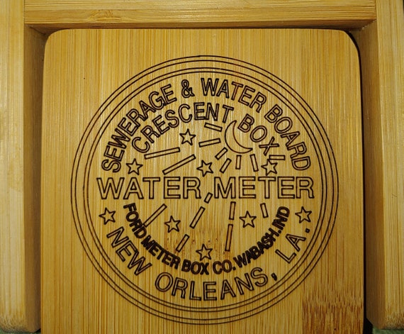 Water Meter Bamboo Coasters set of 4