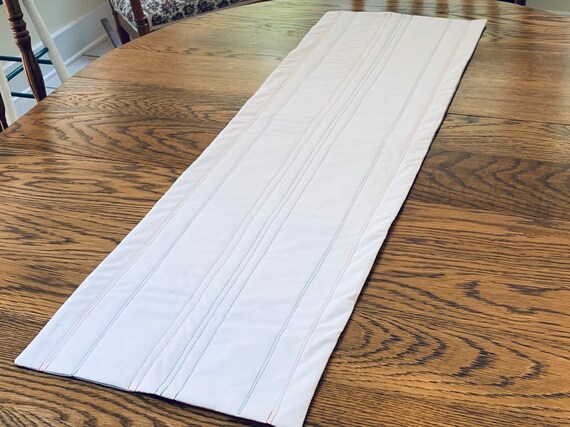 White Stripe Table Runner, Green and Rust Stripe Table Runner