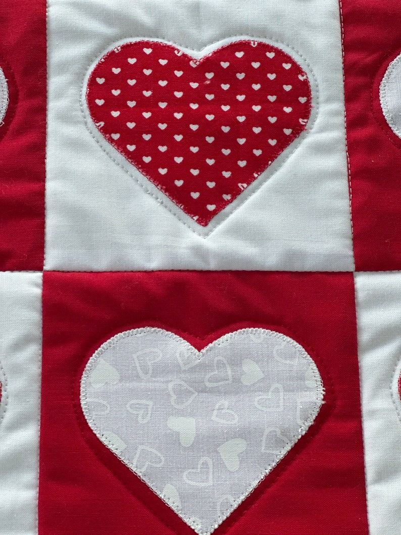 Valentines Day Heart Wall Hanging, Red and White Heart Quilted Wall ...
