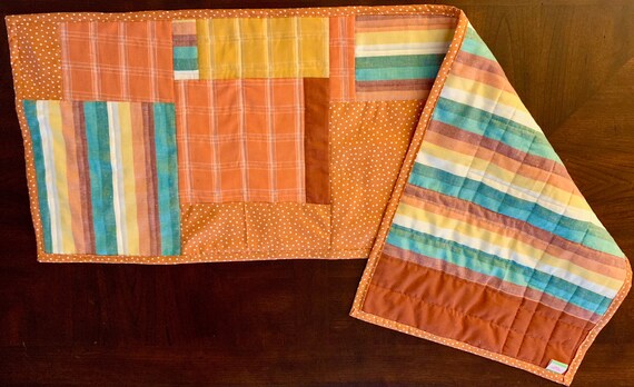 Patchwork Blue Yellow and Green Table Runner