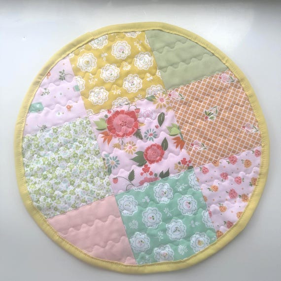 Spring Patchwork Round Placemats, Round Spring Color Placemats