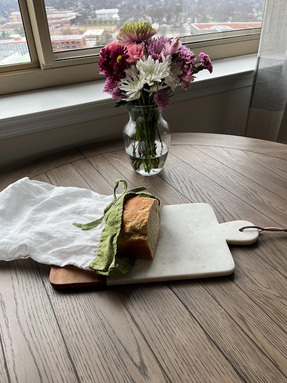 Linen Reuseable Homemade Bread Bag, Linen Bread Bag, Fresh Bread Bag