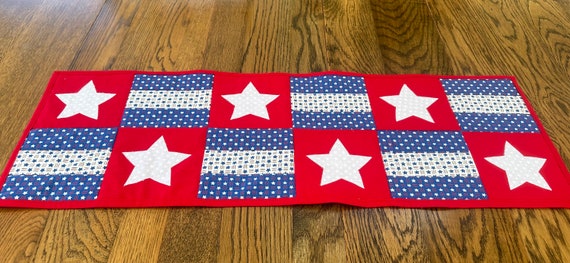 Stars and Stripes Red White and Blue Tablerunner, July 4 Table Runner, Independence Day Table Runner