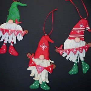 Gnome Ornament Polymer Dough, Personalized Gnome Ornament --Free Shipping!