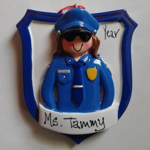 Personalized Female Police Officer Ornament