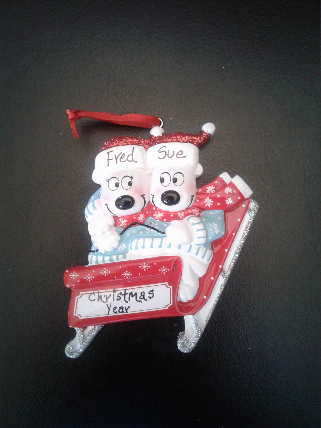 Personalized Polar Bear Toboggan Ornament 2 Individuals Etsy
