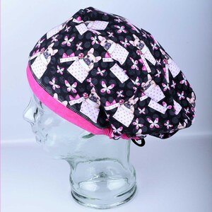 Frenchie Dogs Scrub Cap: Full Coverage Stretchy Cotton Surgical Hat