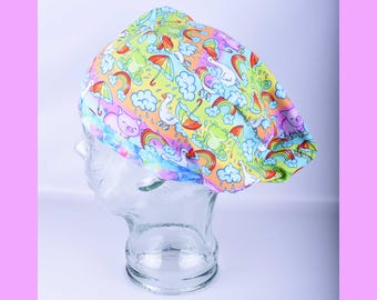 Scrub Cap | Animals, Ducks, Rainbows, Frogs, Pigs Umbrellas, Rainy Day