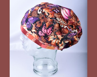 Pumpkin Spice Scrub Cap | Fall Surgical Hat for Women | Autumn Medical Cap Toggle