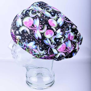 Scrub Cap: Dragonflies, Space, Galaxy, Neon, Moon, Stars